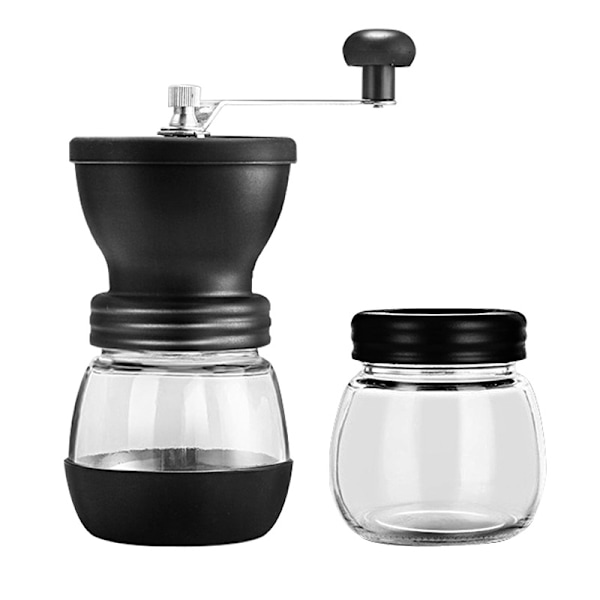 Portable Manual Coffee Grinder Hand Grinders Stainless Steel Handle Comes with Two Glass Jars for Espresso, Home, Office, Travel and Camping