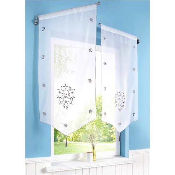 1 styks gennemsigtigt polyestergardin, blomsterbroderi med kvast, soveværelse/bat