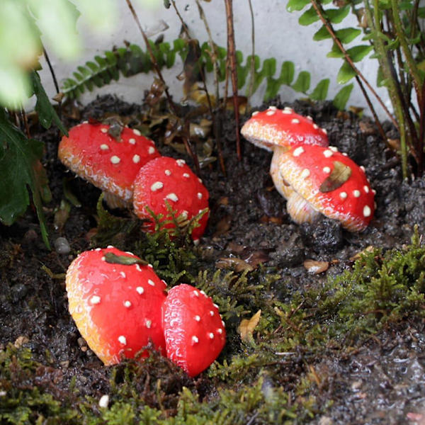 3 stk. Miniature Svampefigur i Resin, der Lys i Mørket