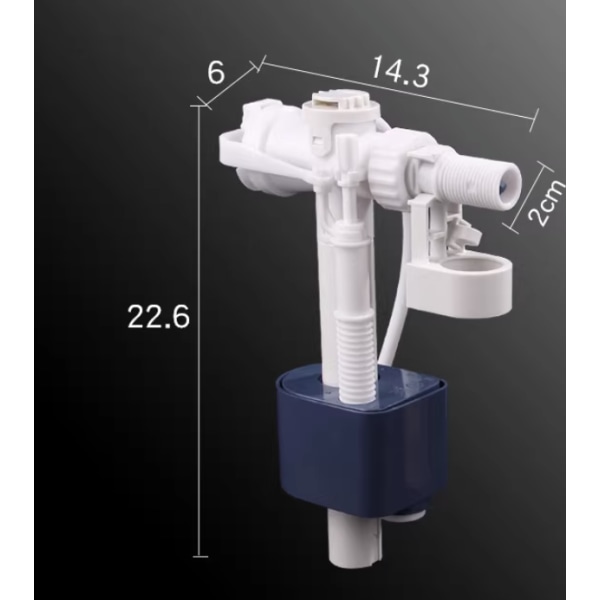 Manlig sidoinlopps WC flottörventil, 2 cm