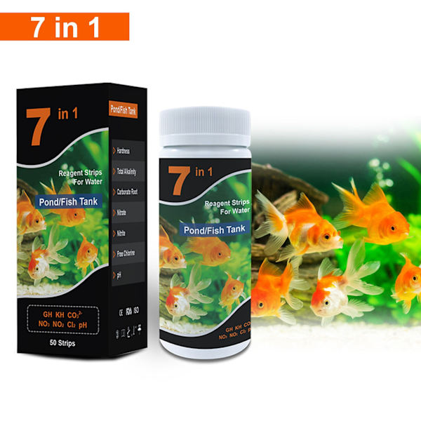 7 i 1 Ph-test fiskdammsvatten tropisk akvariedamm vatten testremsor kit