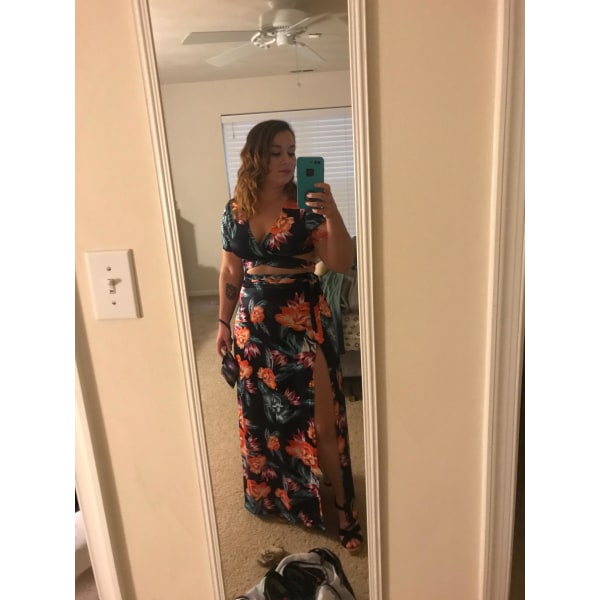 Kvinners Sexy V-hals Blomstertrykk Side Split Maxi Kjole