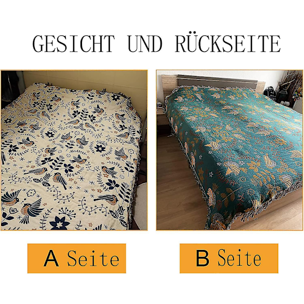 Dobbeltsidig Boho Bomullssengespred, Sofateppe