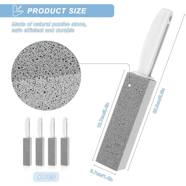 Pieces Rengjøringsstein med Håndtak, Pukkstensrengjøringsbørste, for Toalett, Kjøkken, Bad, Basseng og Hjemmerengjøring