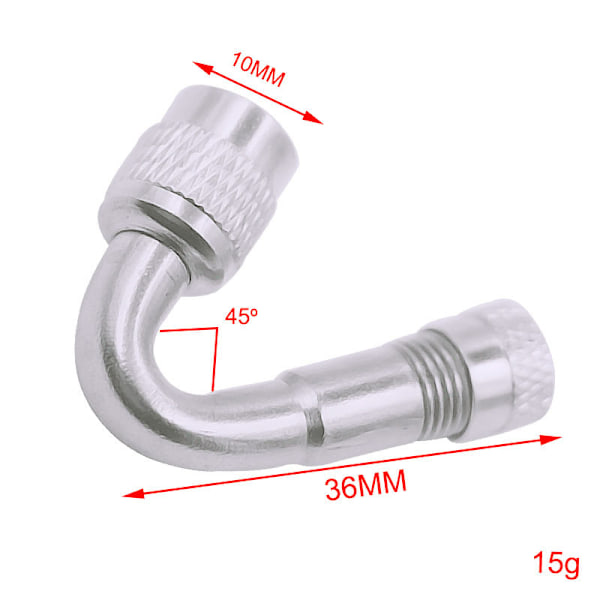 2 st 45 Graders Vinkel Förlängare Ventil Däckstam Förlängning Hjul Adapter för Bil Motorcykel Cykel Lastbil (Silver)