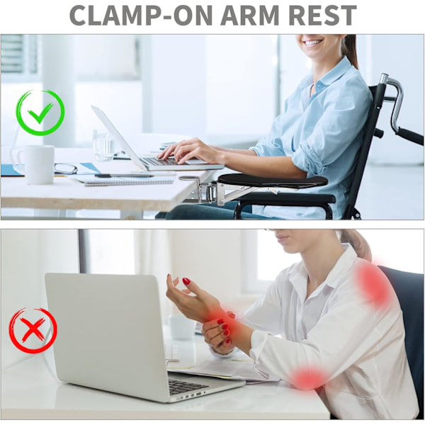 Ergonomiskt Armstöd för Skrivbord, 180 Grader och 90 Grader Rotationsbart Handledsstöd, Armbågsstöd Förlängning Skrivbord Justerbart Datorunderarmstöd för