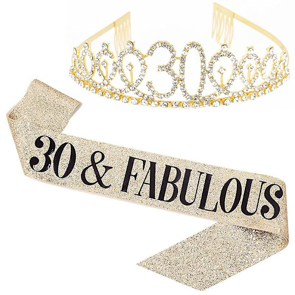 Set - 30-årsfödelsedagssash 30-årsfödelsedagspresenter Festtillbehör, guld