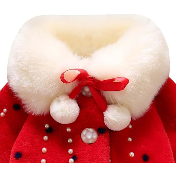Baby Women's coat fur jacket Red 100 cm