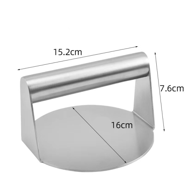 1 stk rund hamburgerpresse i rustfritt stål, kjøttpresse, non-stick burgerpresse for deilige burgere