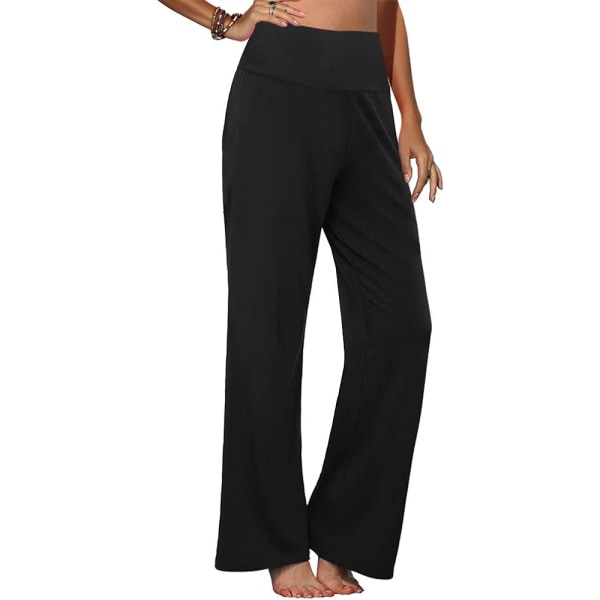 Women's Stretch Wide-Leg Wide-Leg Lounge Pants BLACK L