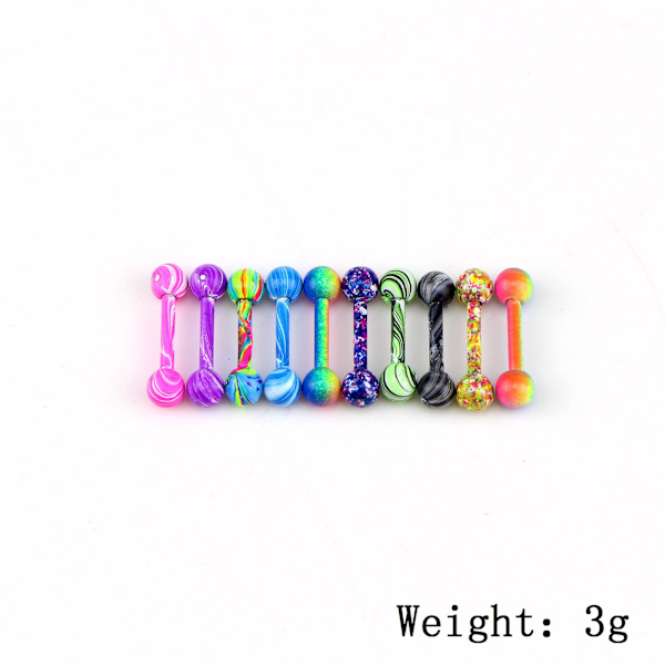 10PCS Rustfritt Stål Barbell Øre Stud Tragus Brusk Helix E.