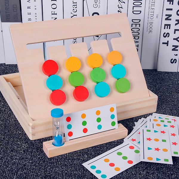 Montessori pedagogiska leksaker Slide Puzzle Färg & Form Matchning Hjärngympa