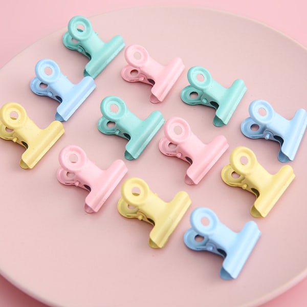 12 stk Kreative Candy Color Metallbokholder DIY Manuell Klips Regningklips