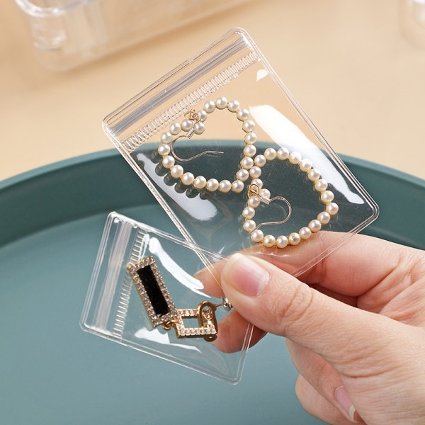 30-pak-selvforsegling plastikpakke Lynlåslåsposer Klar PVC Antiplette smykker