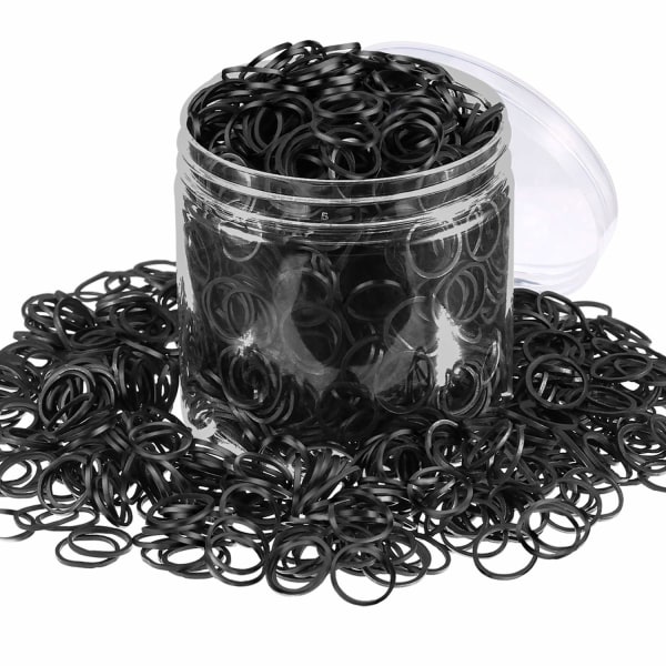 1000-pack Mini Gummiband Elastiska Hårband Mjuka Hårband med Låda för