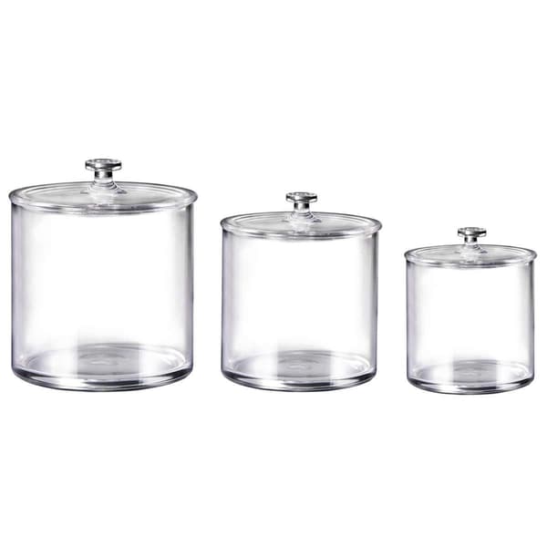 Set med 3 bomullsboks, bomullsdispenser, plastbeholder for bad