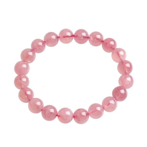 9mm Naturlig rosa rund edelsten perler elastisk armbånd, 1 stk