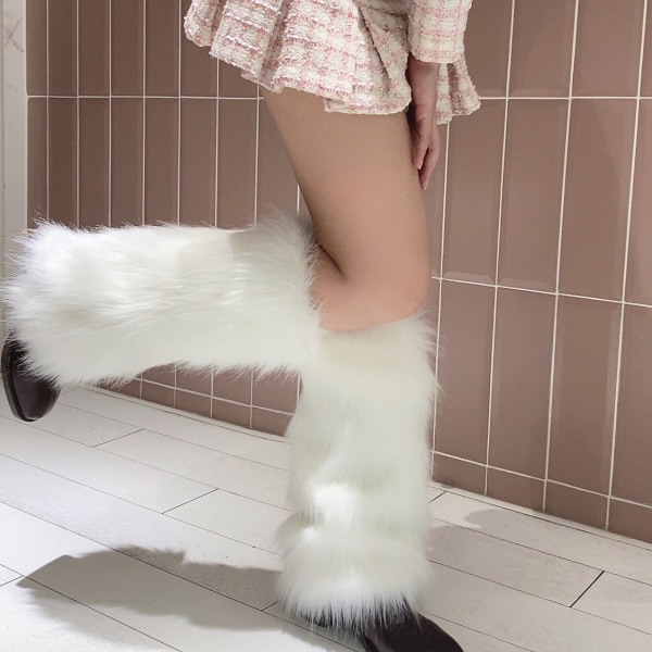 Valkoiset jalkalämmittimet saappaanpäälliset Goth Solid jalka-sukat Polvipituiset Wa