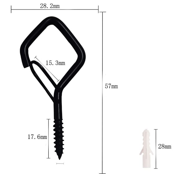 12-pack väggkrokar, takkrokar, svarta skruvhooks, skruvväggkrokar, ögonskruvar, små skruvhooks, skruvhooks, takskruvhooks
