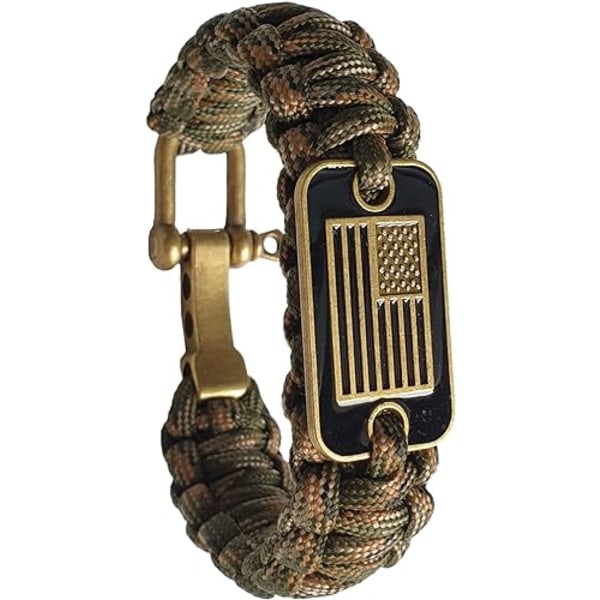 Paracord Armband - Grön Camo Military Armband för män med Bro