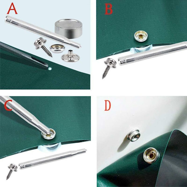 150 stk. Marine Canvas Snaps Kit med metalskruer til båd, 9,5 mm sokkel med 2 justeringsværktøjer til bådpresenning, møbler