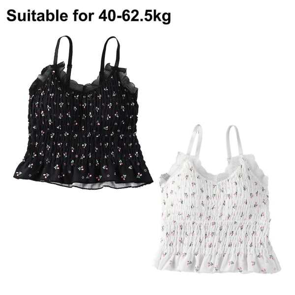 2 stk. Kvinners Sommer Trykt Ruffle Hem Bluse Ermeløs V-hals Topp, Tank C