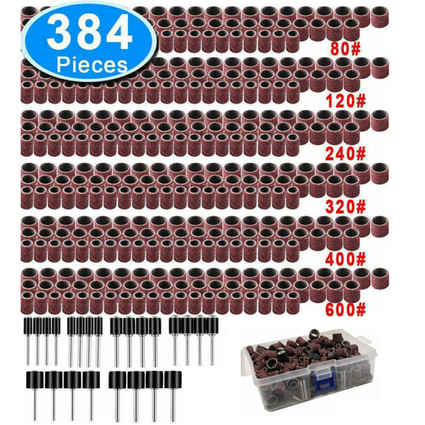 384 st slipmaskinssats för nagelborrmaskiner tillbehör roterande set