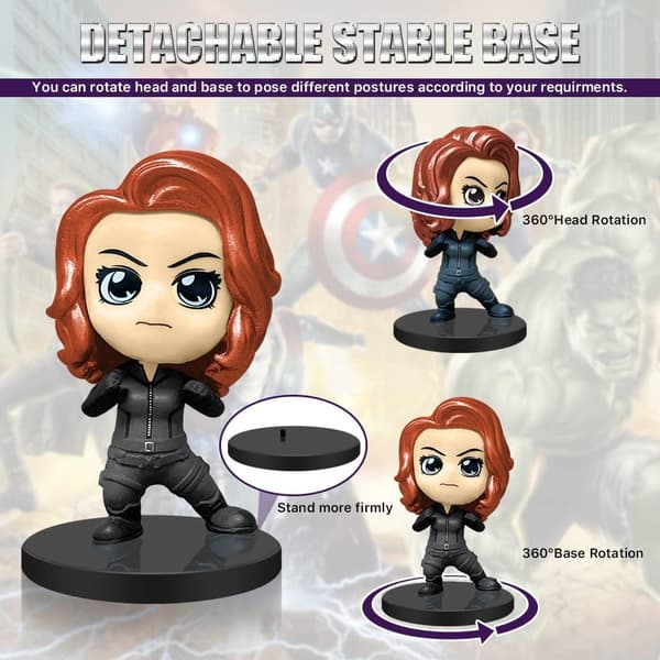 Superhelte actionfigurer, 6 stk. actionfigurlegetøj, Q-version samleobjekter Su