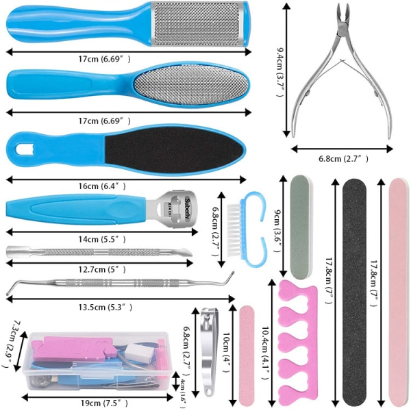 20 in 1 Pedikyyrisetti Ammattimainen Pedikyyri Työkalusarja Jalkateränhoito Kuorinta