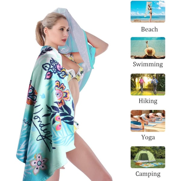 Strandhåndklæde, Oversized Mikrofiber Strandhåndklæder til Rejser, Hurtigtørrende Håndklæde