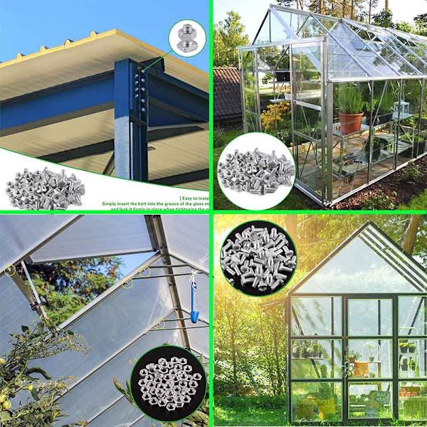 50 stycken växthusmuttrar och växthusbultar för växthusinstallation och fixering