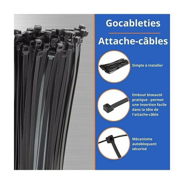 Nylon Kabelbinder - 300mm x 4mm - Sort - UV-resistent Kabelbinder - Kabelbindere