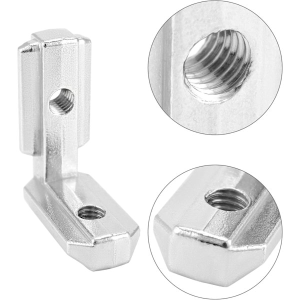 40 stycken T-spår hörnbeslag, med 80 skruvar, för 3030 aluminiumprofil 8mm spår, M6