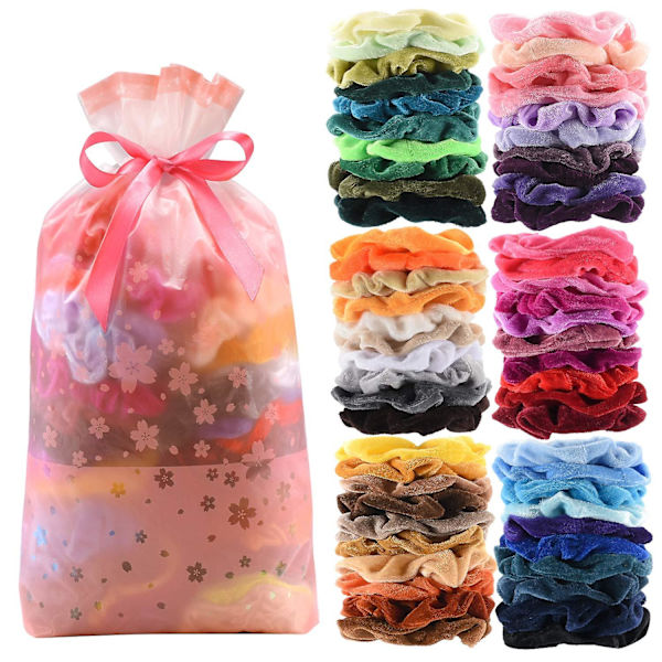 50 stk. Premium Hår Scrunchies Hårbånd Hårstrik til Kvinder eller Piger Hår