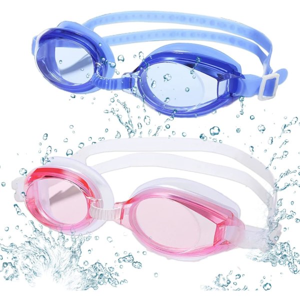 2 stk Antifog svømmebriller UV-beskyttelse Justerbar nesebro, voksen S