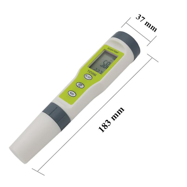 Digital pH-meter - Stor, Vandtæt Pen - Vandkvalitetstester - 4 i 1 med Automatisk Kalibreringsfunktion - 0-14 pH-område Tester Kit