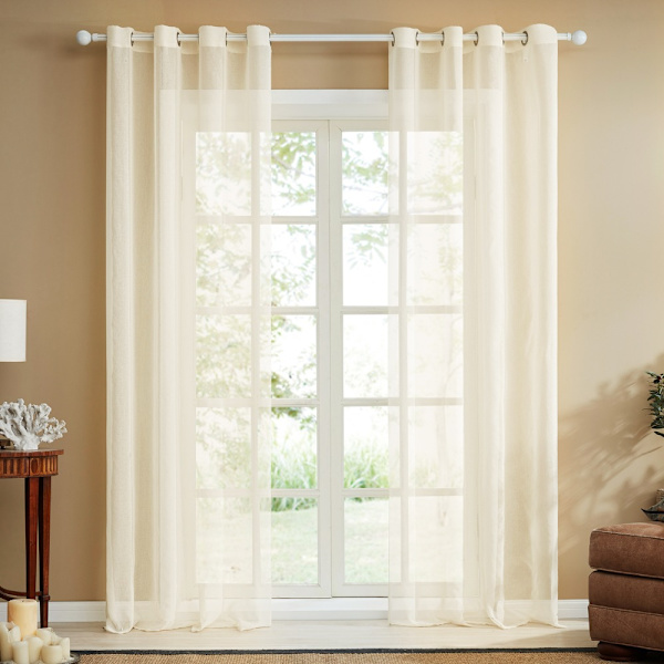Gardiner halvtransparente korte med hemper i linlook butikker gardiner s