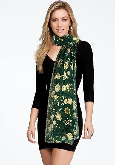 Lättviktshalsdukar Mode Blommor Tryck Kvinnor Bomull Wrap Scarf