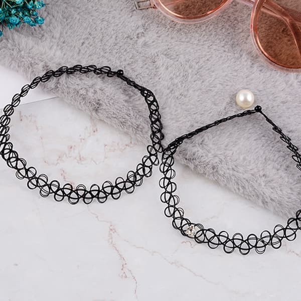 Choker Halskæde - One size Svart one size