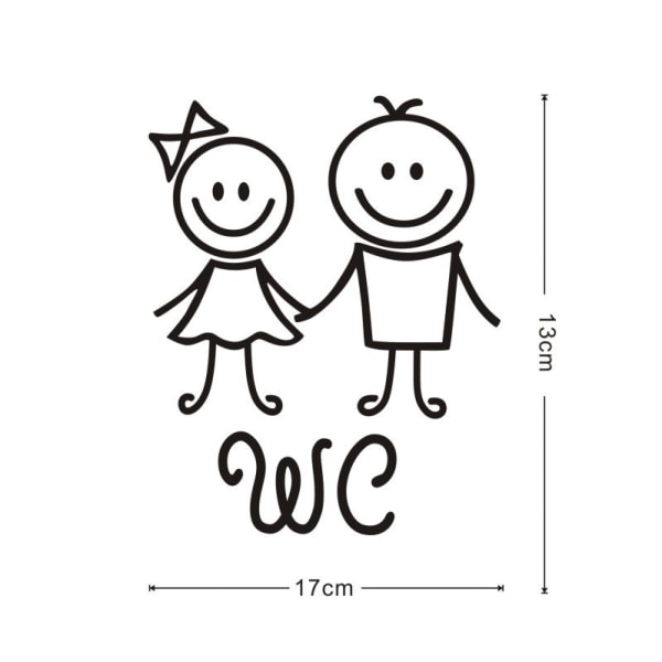 WC dørklistremerke veggklistremerke for toalett og bad - 17 x 13 cm