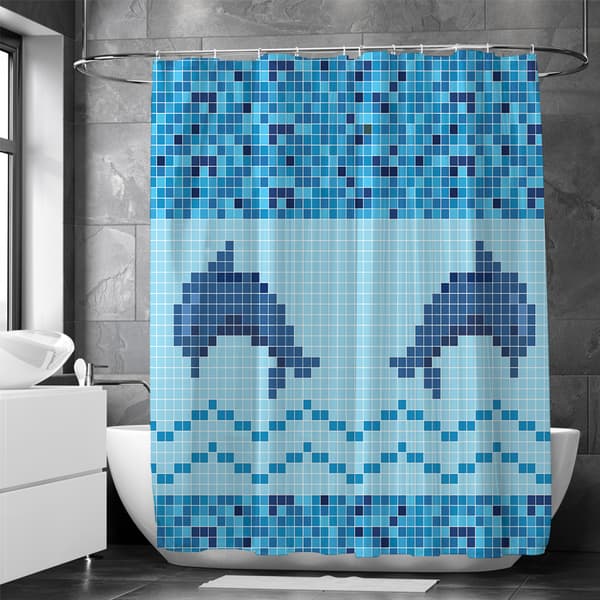 Ocean Mosaic Delfin Dusjforheng, 100cm*180cm