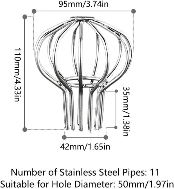 2-pak rustfri stål tagrender kompatible med tagrender, beskyttelse mod blade, mos, mudder og snavs (egnet til 50 mm diameter hul)