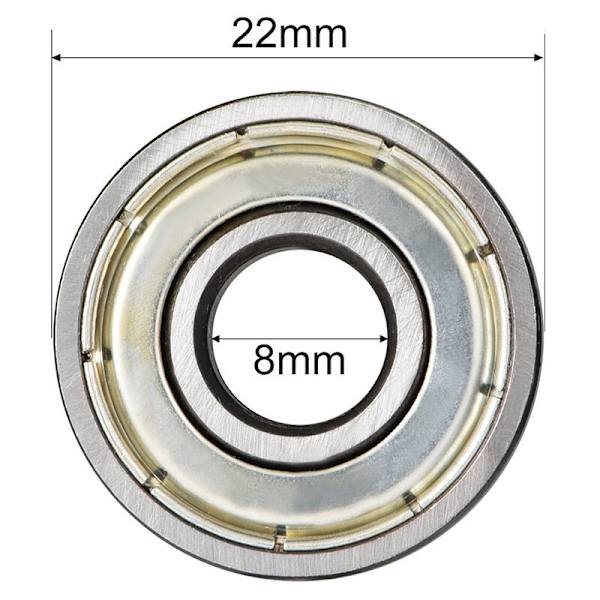 20-pack 608 ZZ kullager 8 mm x 22 mm x 7 mm metall dubbelskyddade miniatyr