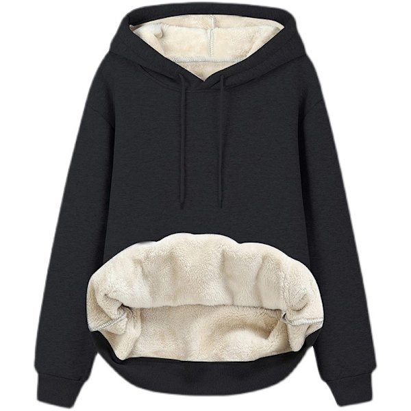 Womens Casual Vinter Varm Fleece Sherpa Foret Pullover Hættetrøje Bl