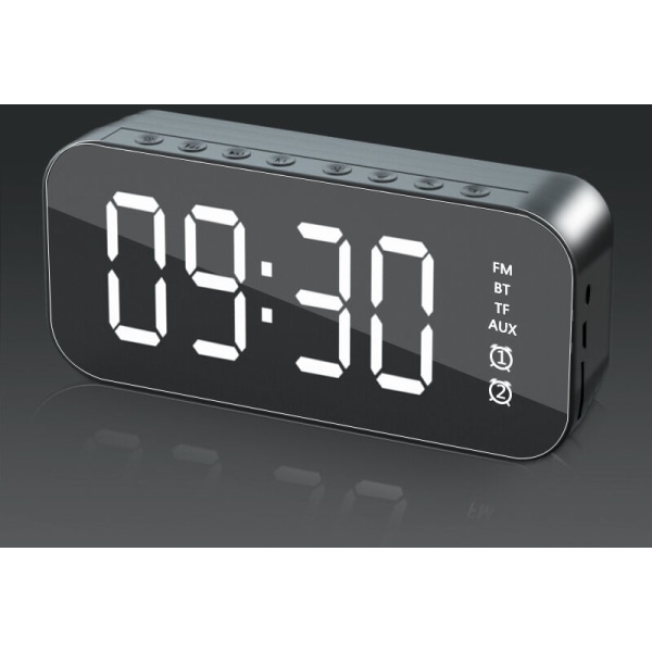 Multifunktionell LED digital väckarklocka, svart Bluetooth högtalare