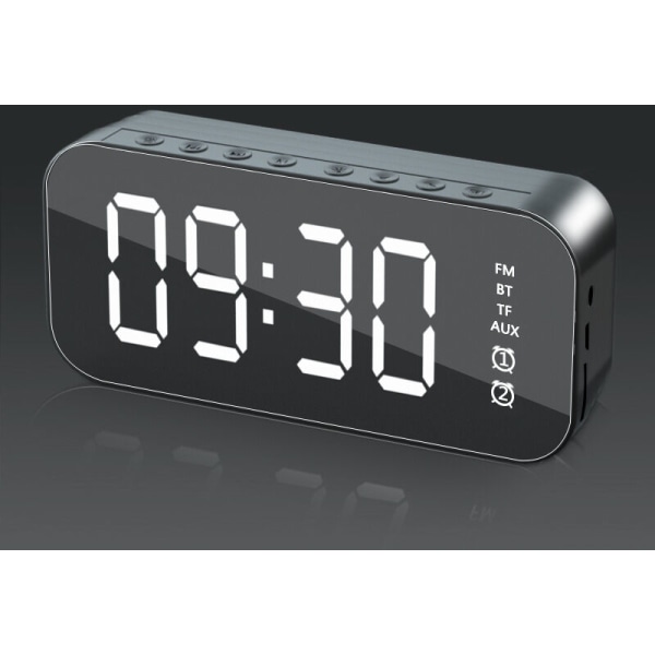 Multifunktionell LED digital väckarklocka, svart Bluetooth-högtalare