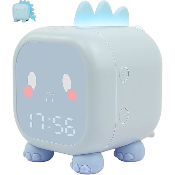 Cute Kids Alarm Clock, Multifunctional Adjustable Night Light Countdown Snooze Control Rechargeable, Gift for Kids (Blue)