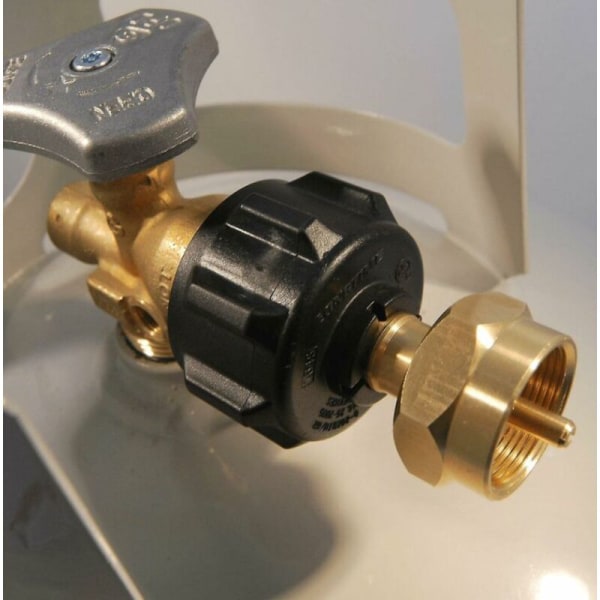 Propangas påfyldningsadapter, propangascylinder påfyldningsfitting QCC1 messing gasbeholderadapter sort, 102g
