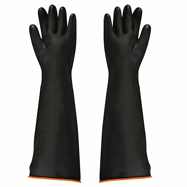 Kemikalieresistente Latexhandsker i Gummi, Syre/Base/Industriel Sikkerhedsarbejde, Lange Beskyttende Handsker, Sorte, 1 Par