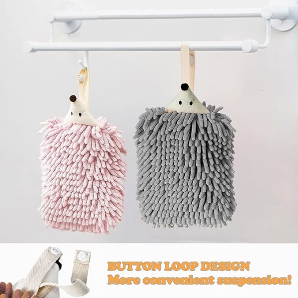 Hanging Hand Towel with Button Loop Funny Microfiber Chenille Han